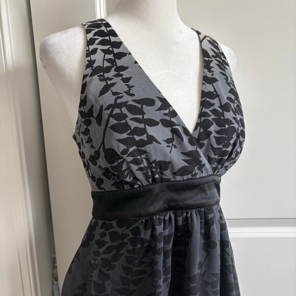 Vintage Y2k 100% Silk Express Babydoll Halter Top Sz 6 Black Gray Ombre 90s - Picture 2 of 11